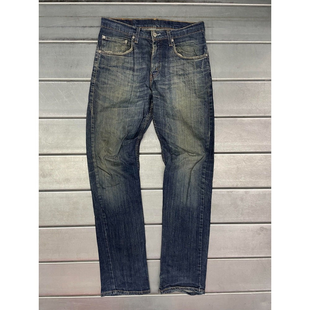 VTG Levis 752 Jeans Mens 31X34 Blue Medium Wash Denim Straight‎ Leg Distressed